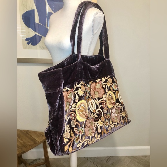Anke Drechsel Handmade Velvet and Embroidered Tote - Picture 2 of 16